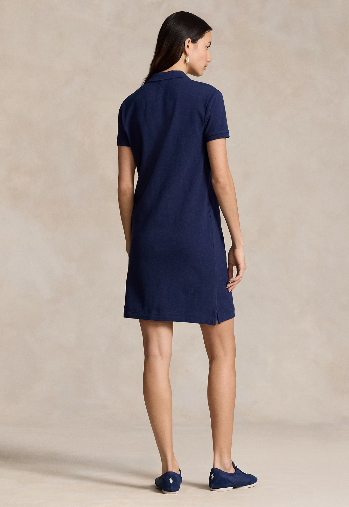 RALPH LAUREN WOMENS Cotton Mesh Polo Dress Newport Navy