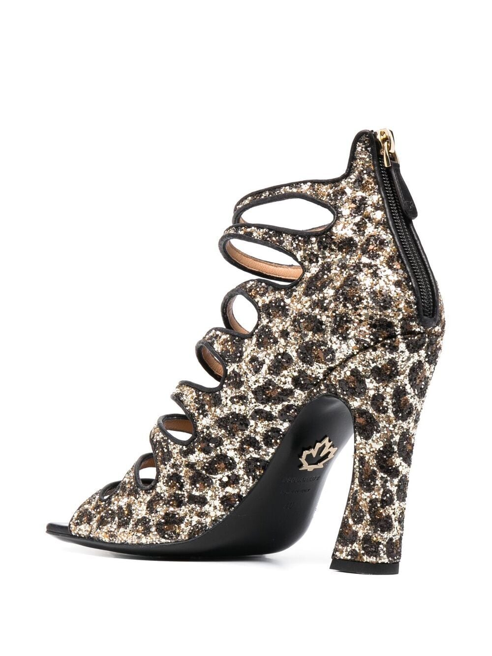 DSQUARED2 WOMEN Glitter-Embellished Leopard-print Sandals Brown