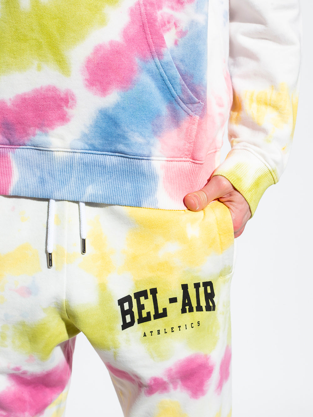 BEL-AIR ATHLETICS Logo Tie-Dye Sweat Pants White
