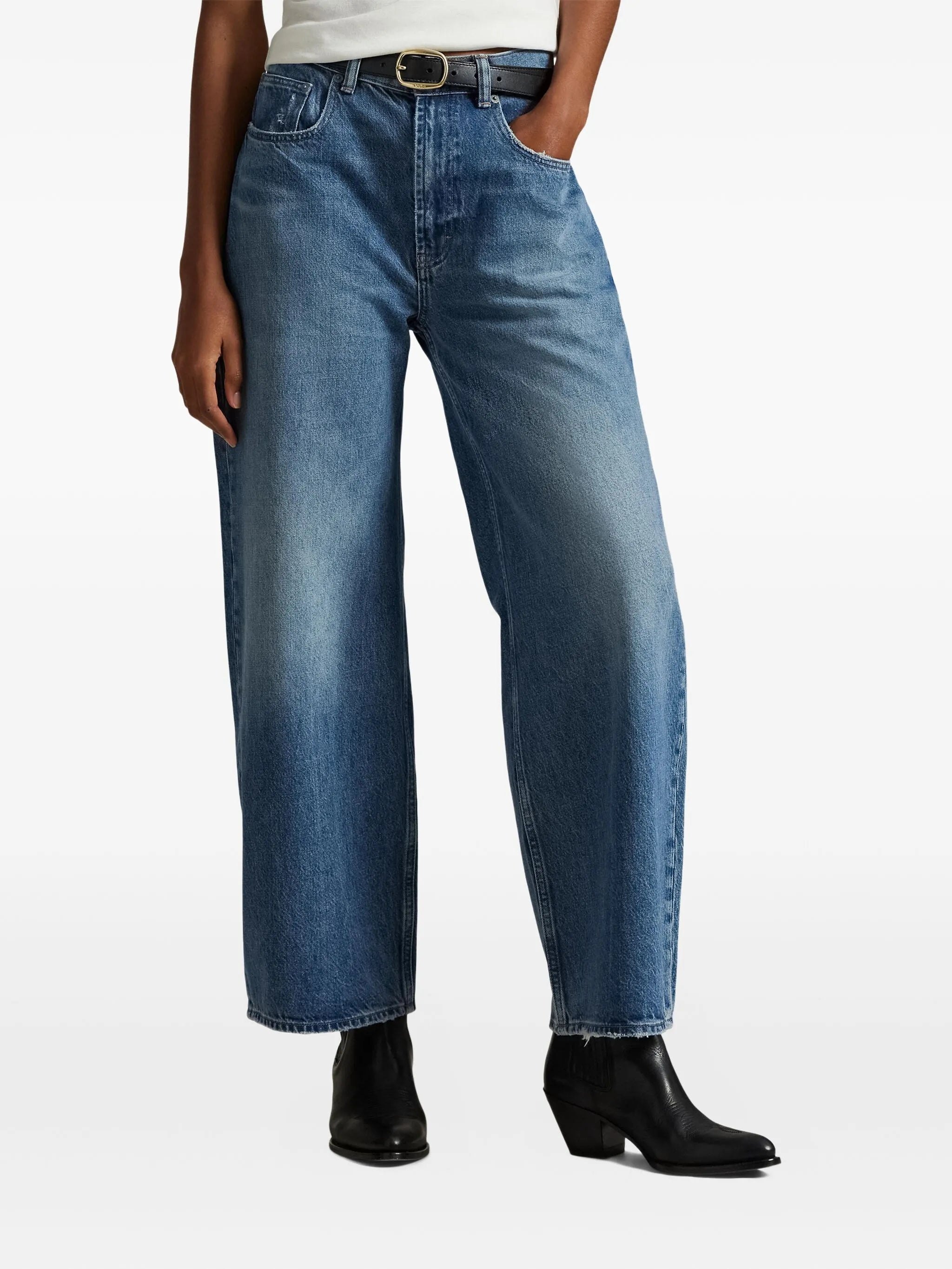 RALPH LAUREN WOMEN High-Waisted Logo Patch Jeans Blue