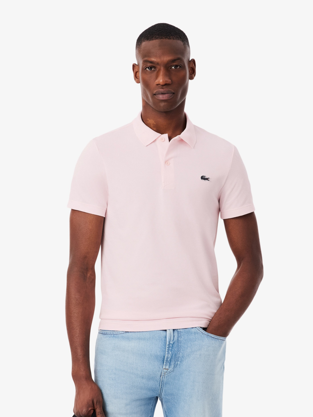 LACOSTE Regular Fit Cotton Blend Polo Shirt Light Pink