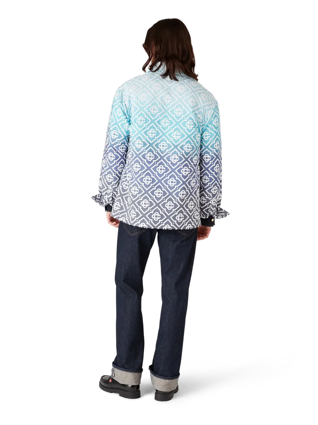 CASABLANCA Monogram Gradient Jacquard Shacket Blue