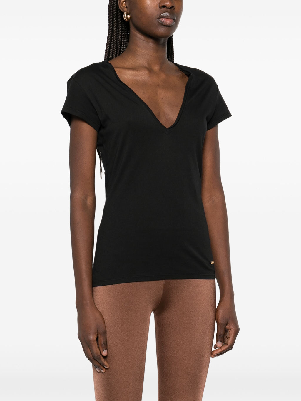 TOM FORD WOMEN Logo Silk T-Shirt Black