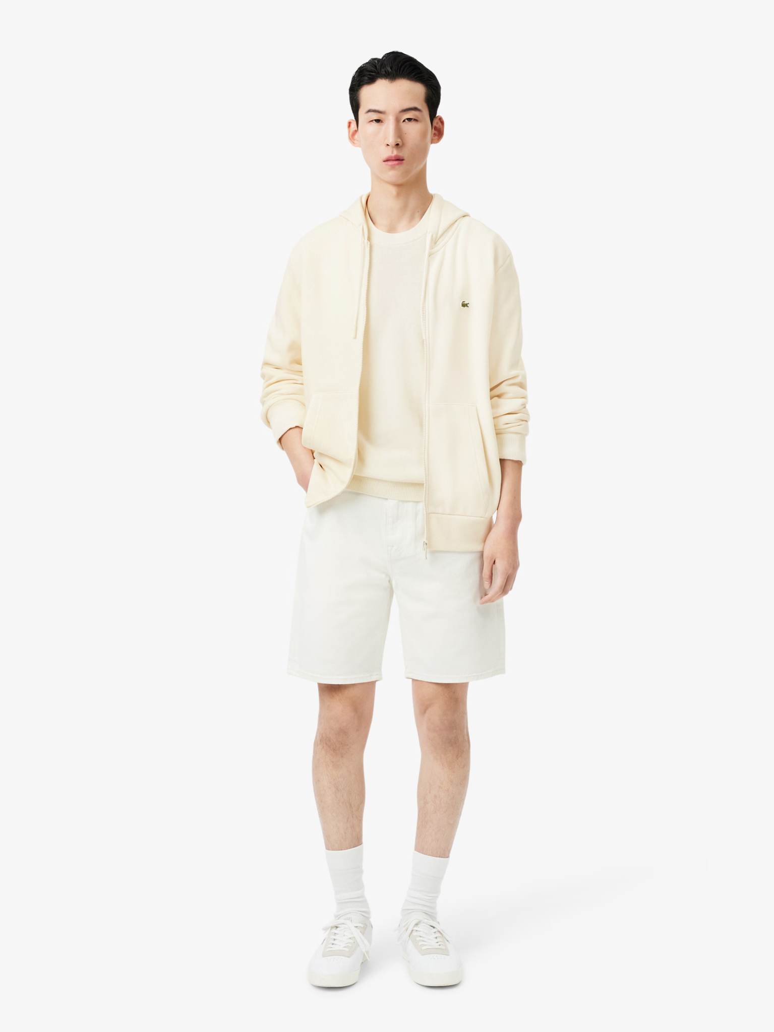 LACOSTE Monochrome Crew Neck Cotton Sweater White