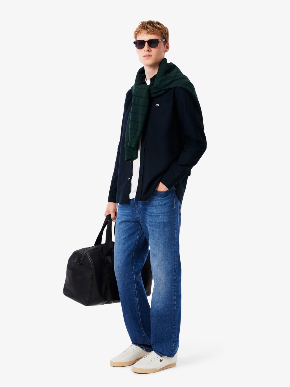 LACOSTE Regular Fit Oxford Shirt Navy
