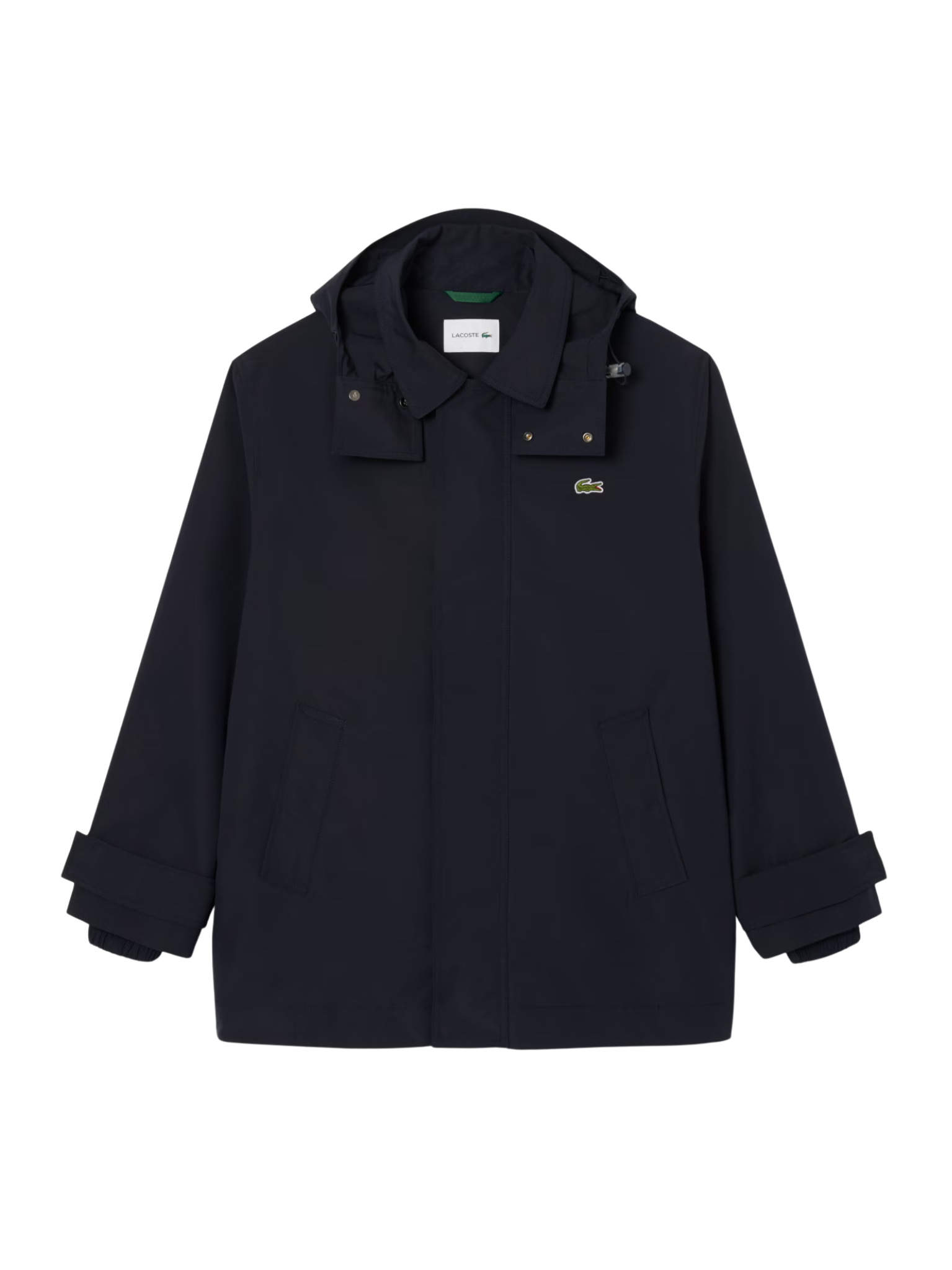 LACOSTE Mid-length Water-Repellent Hooded Parka Navy Blue