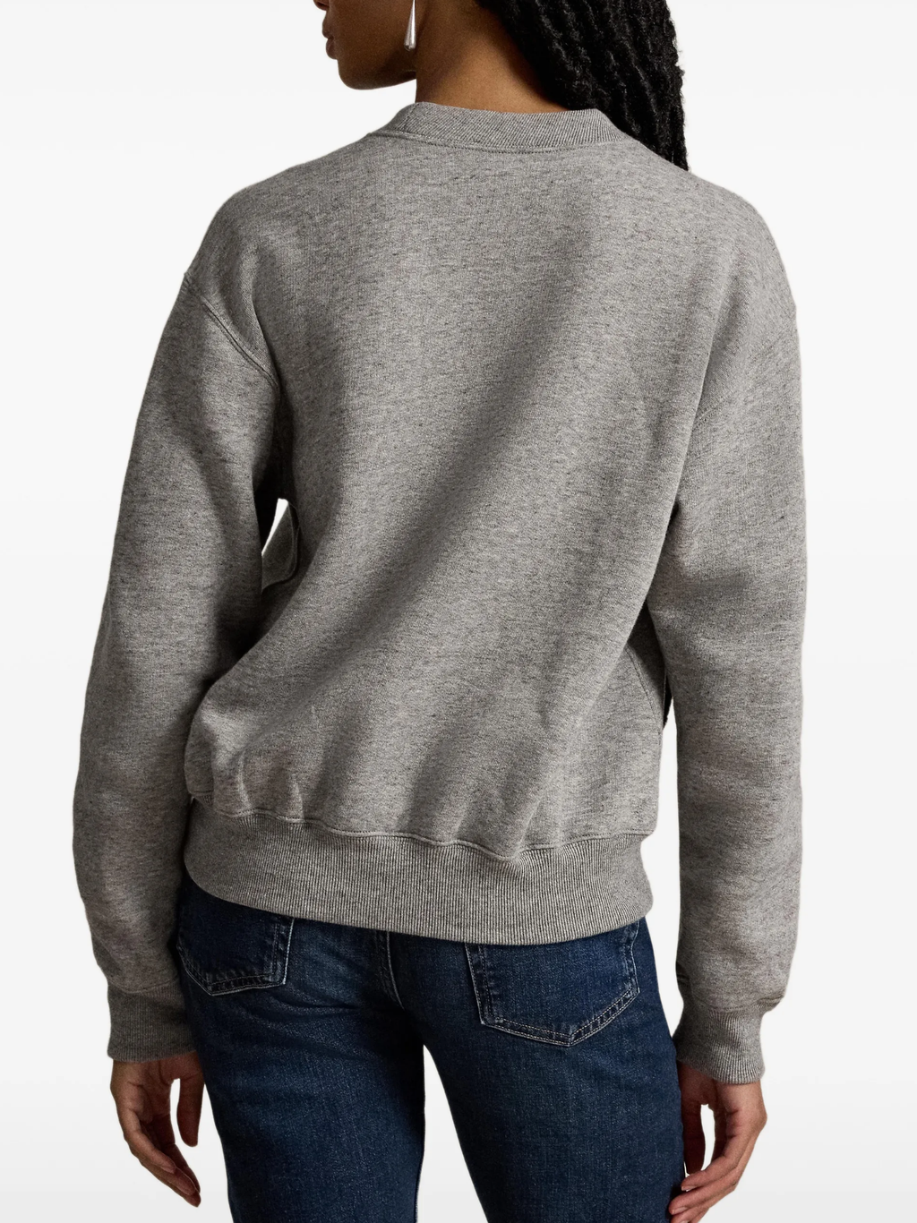 RALPH LAUREN WOMEN Polo Bear Fleece Crewneck Dark Vintage Heather