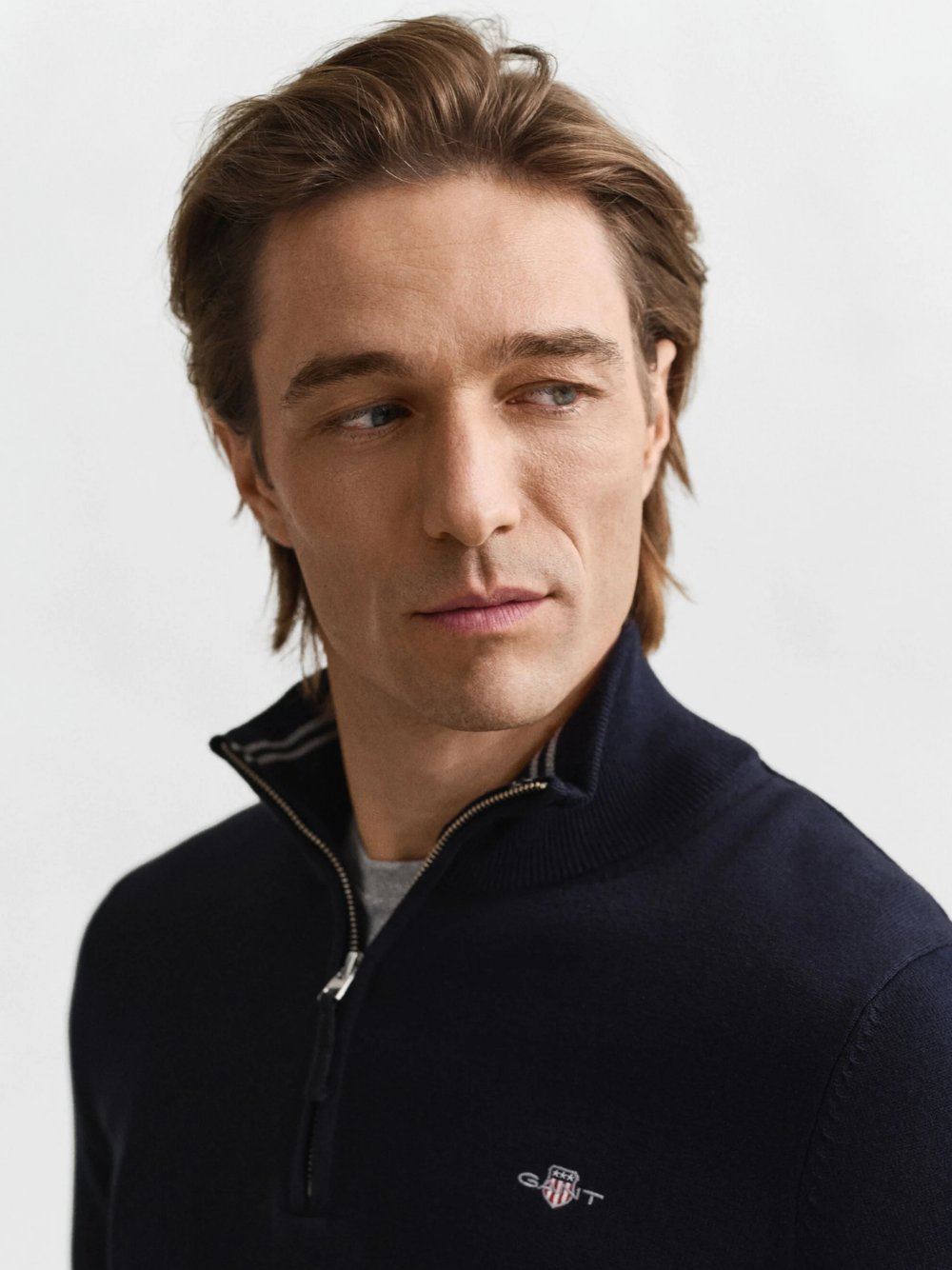 GANT Classic Cotton Half-Zip Sweater Evening Blue