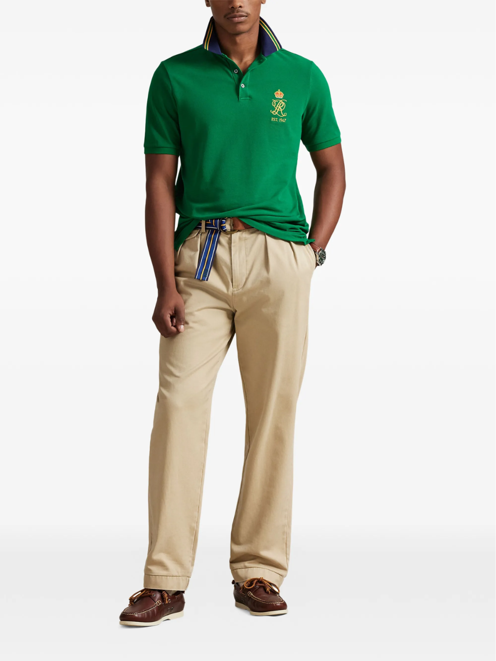 RALPH LAUREN Classic Fit Crest Mesh Polo Shirt Hillside Green