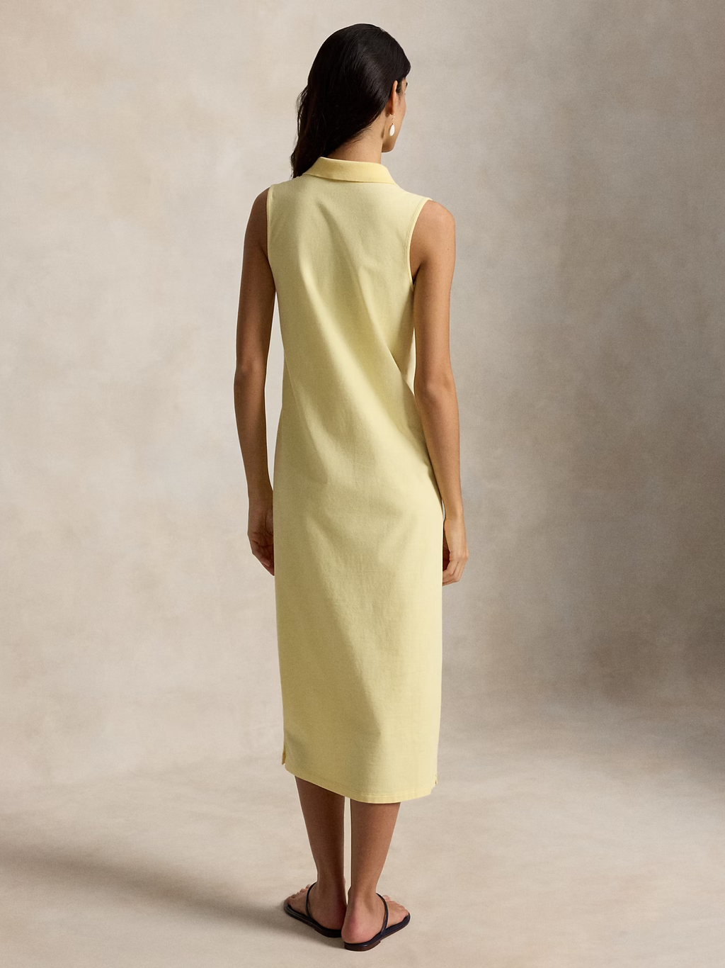 RALPH LAUREN WOMEN Stretch-Cotton Sleeveless Polo Dress Yellow