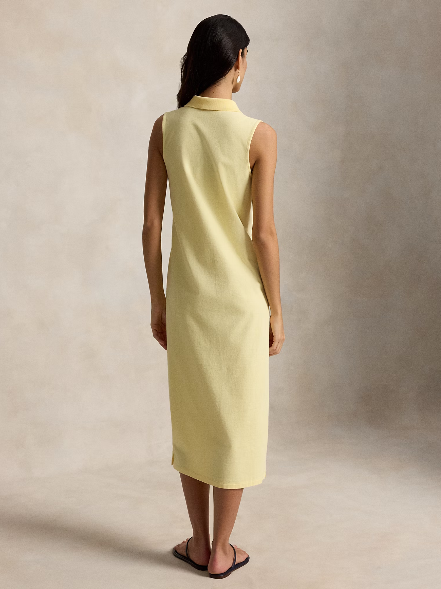RALPH LAUREN WOMEN Stretch-Cotton Sleeveless Polo Dress Yellow