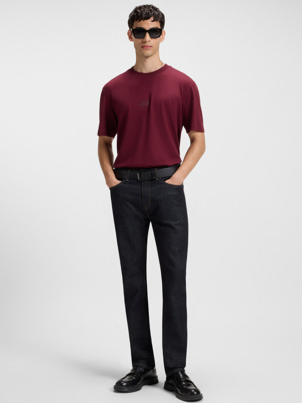 HUGO 708 Slim-Fit Jeans In Stretch Denim Dark Blue