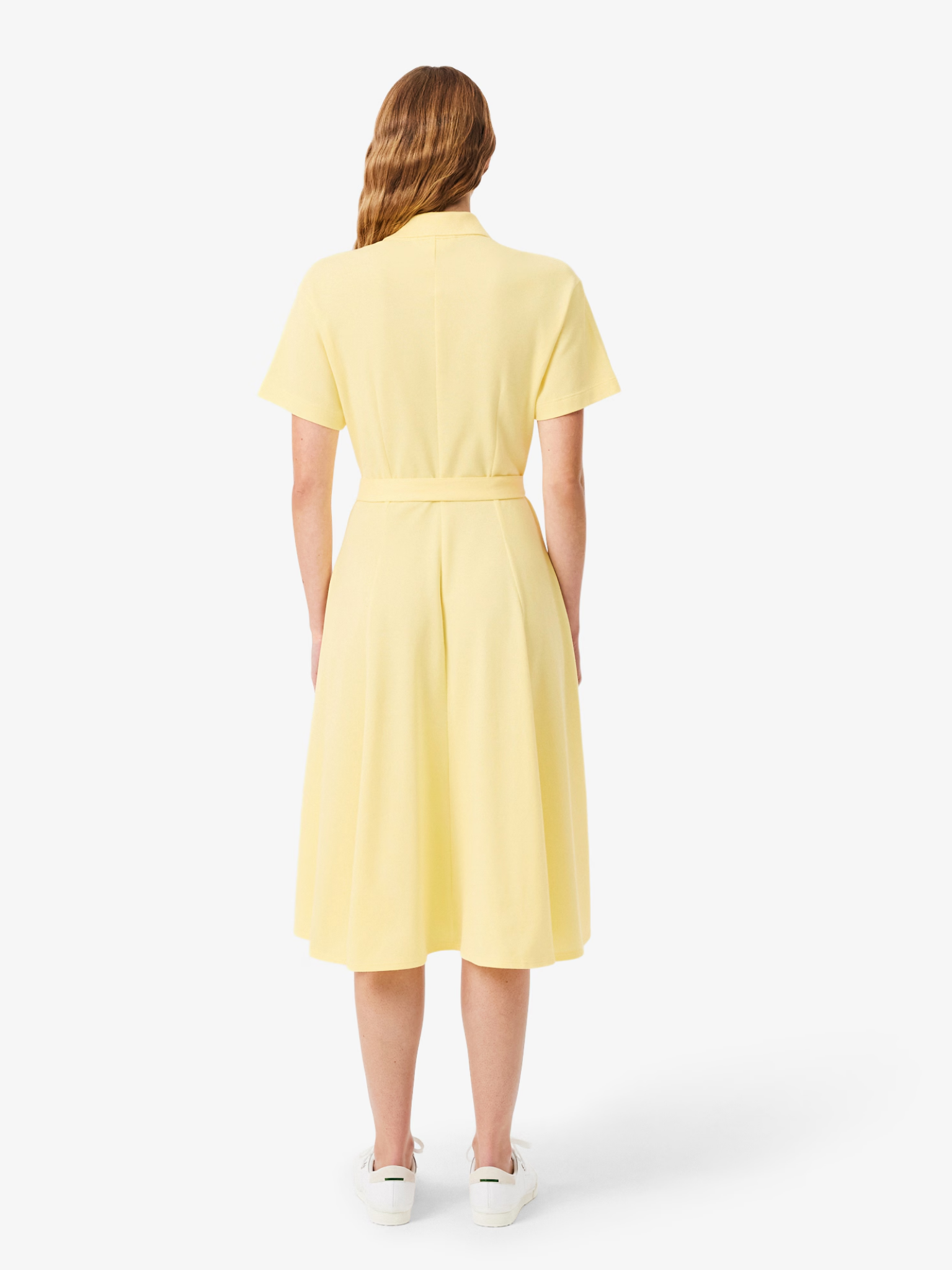 LACOSTE WOMEN Flared Piqué Polo Dress Pastel Yellow