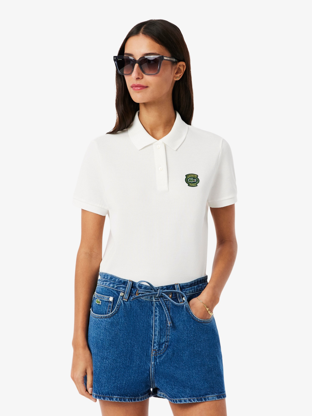 LACOSTE WOMEN Regular Fit Petit Piqué Badge Polo Shirt White
