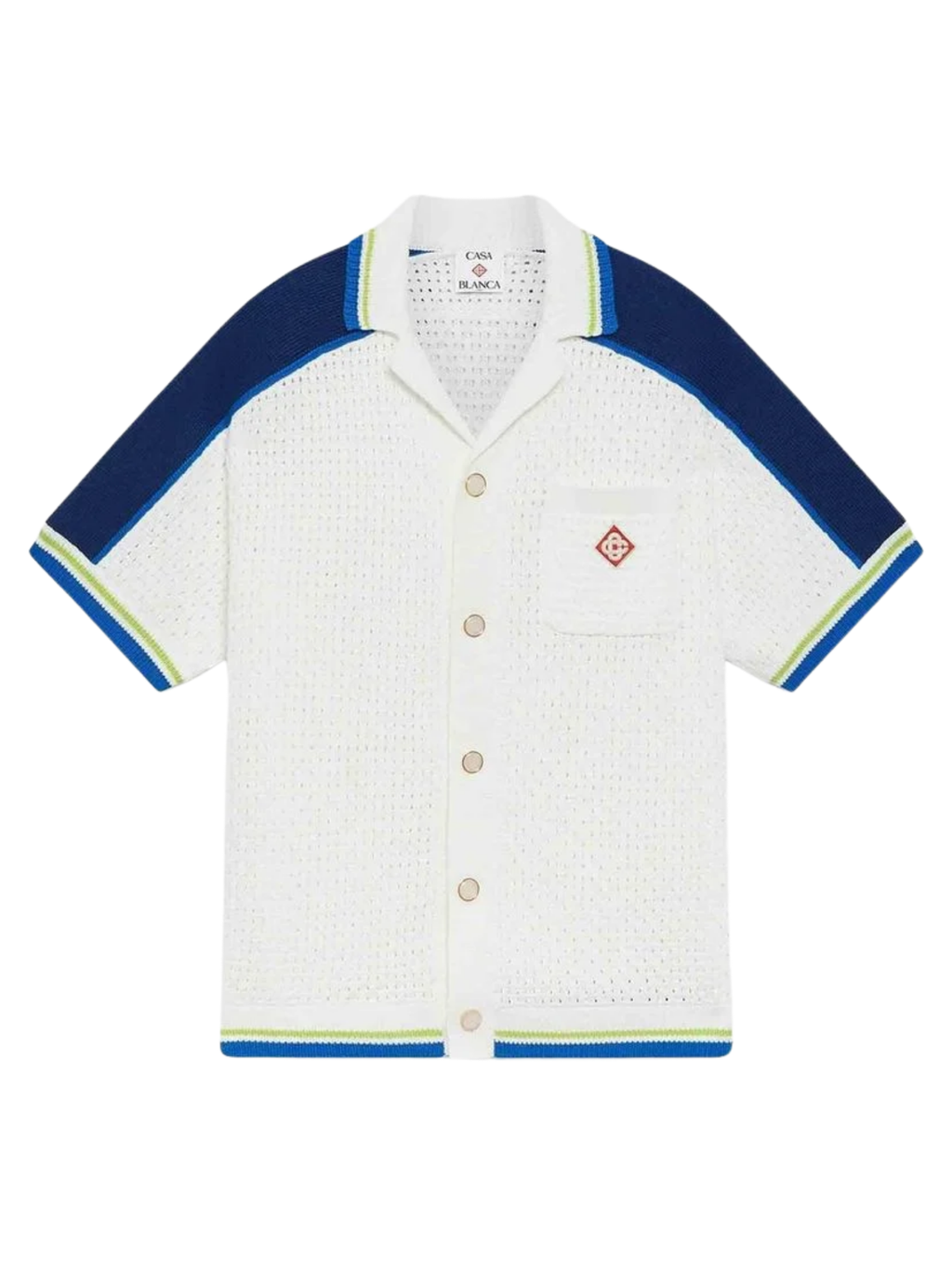 CASABLANCA Short Sleeve Crochet Shirt White/Blue