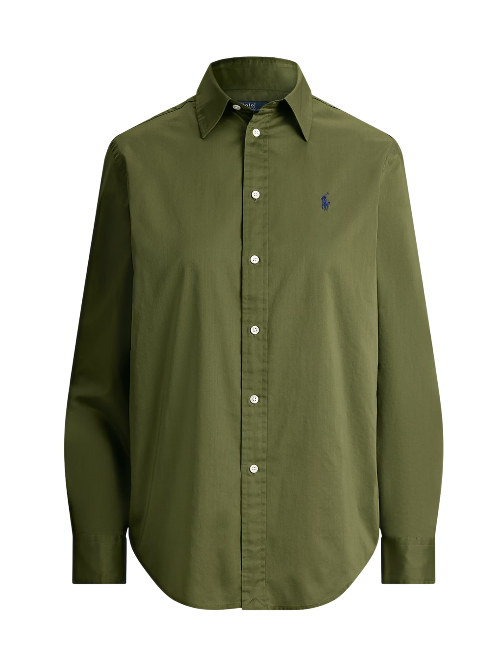 RALPH LAUREN WOMEN Classic Fit Cotton Twill Shirt Dense Olive