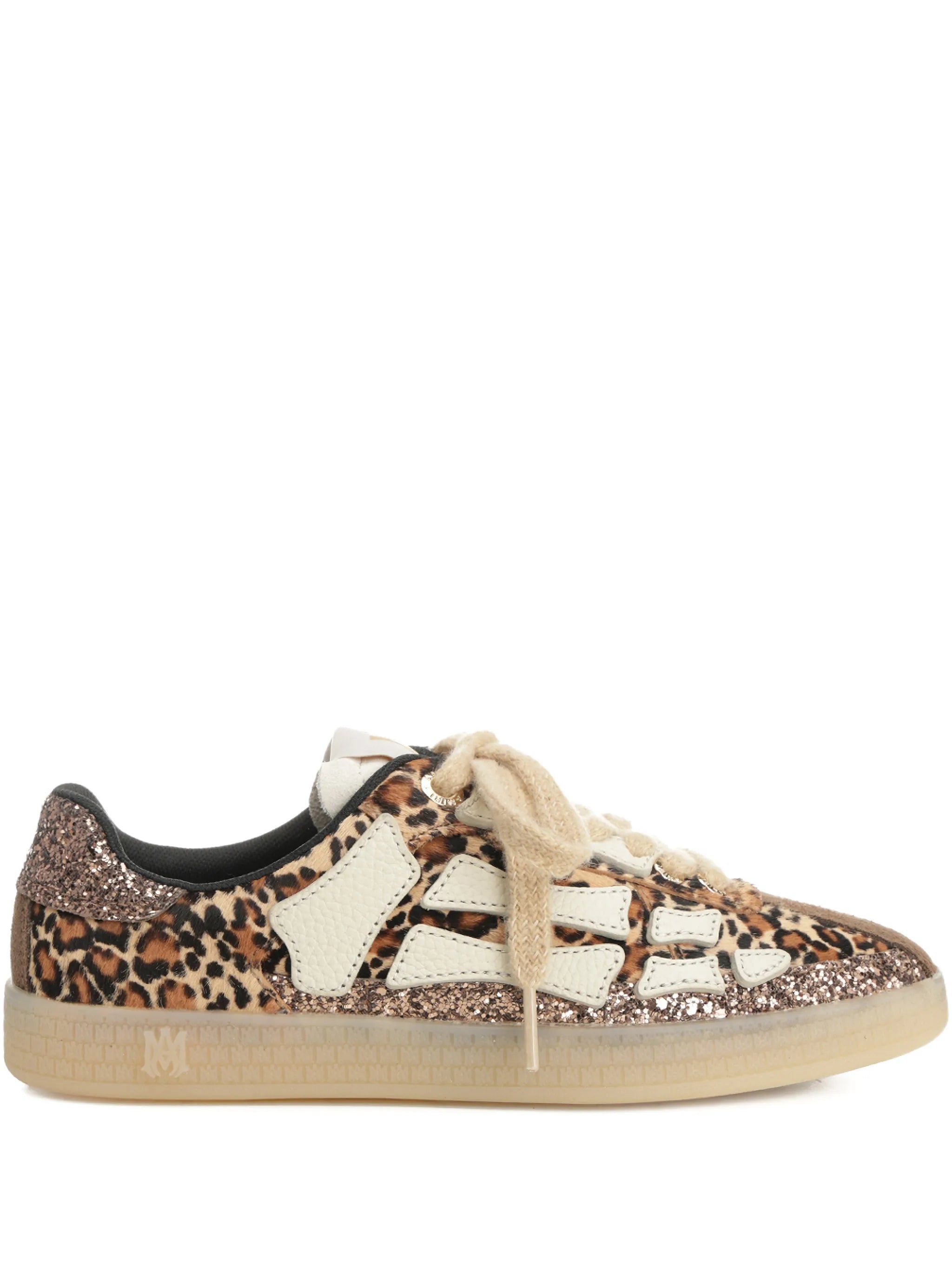 AMIRI WOMEN Leopard Pacific Bones Low-Top Sneakers Brown