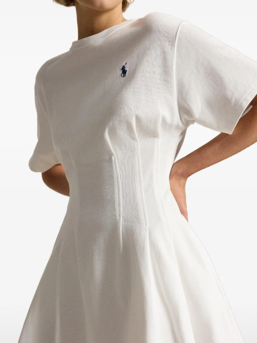 RALPH LAUREN WOMEN Pleated Cotton Jersey Dress White
