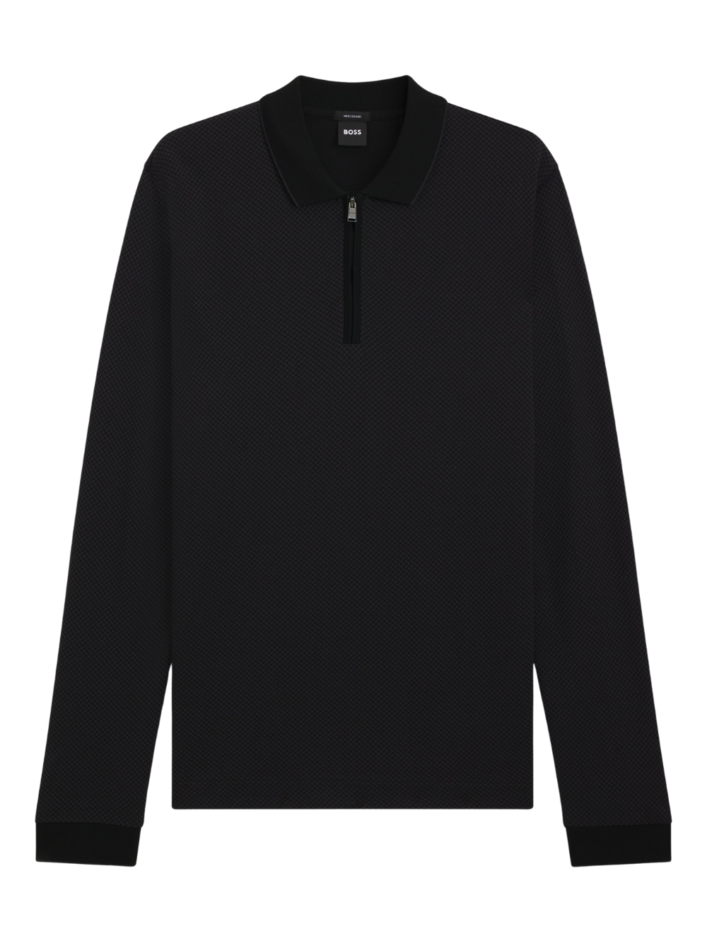 BOSS H-Peduzzi Mercerised-Cotton Polo Shirt With Two-Tone Structure Black
