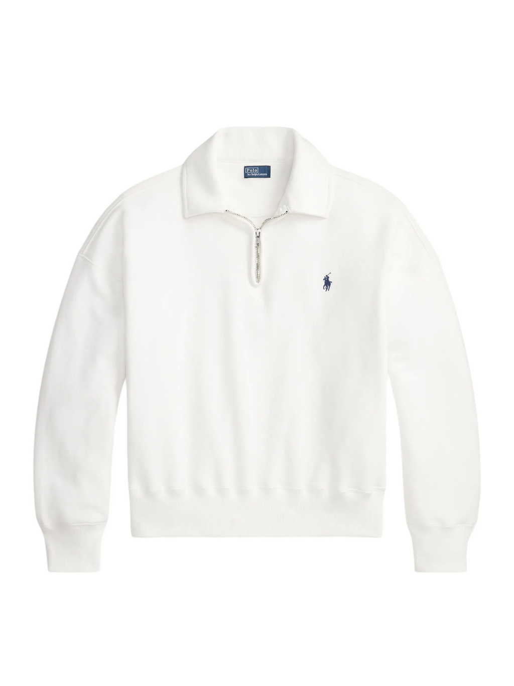 RALPH LAUREN WOMEN Lightweight Fleece Quarter Zip White