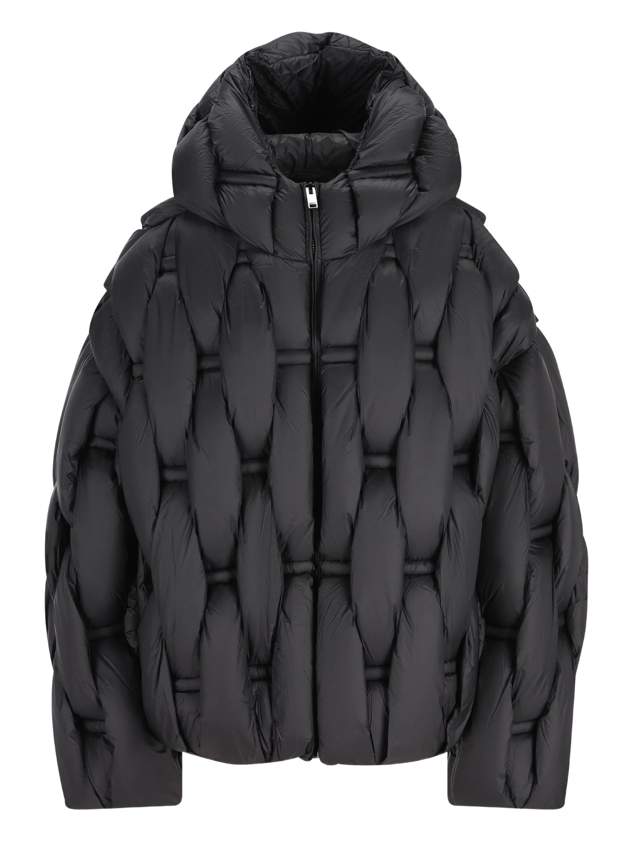RAXXY 3D Down-Filled Woven Puffer Hooded Quilted Jacket Black