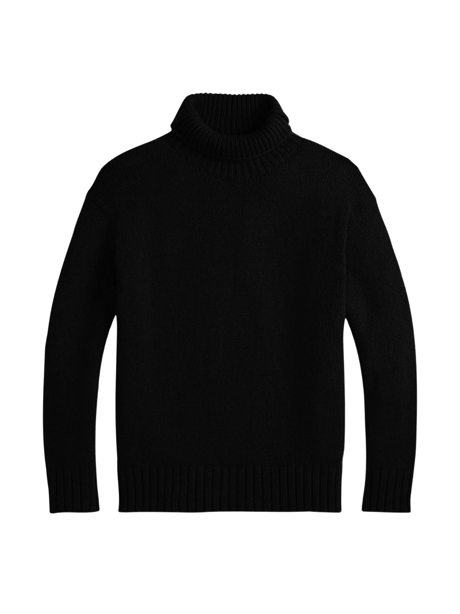 RALPH LAUREN WOMEN Wool-cashmere Turtleneck Sweater Polo Black