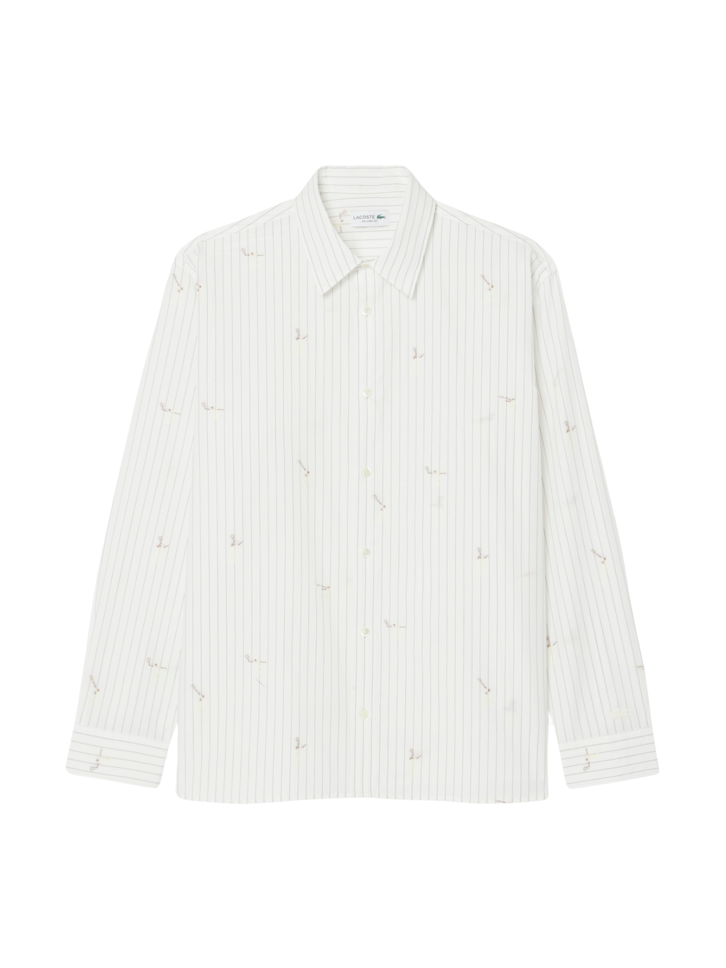 LACOSTE Relaxed Fit Embroidered Cotton Shirt White
