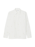 LACOSTE Relaxed Fit Embroidered Cotton Shirt White