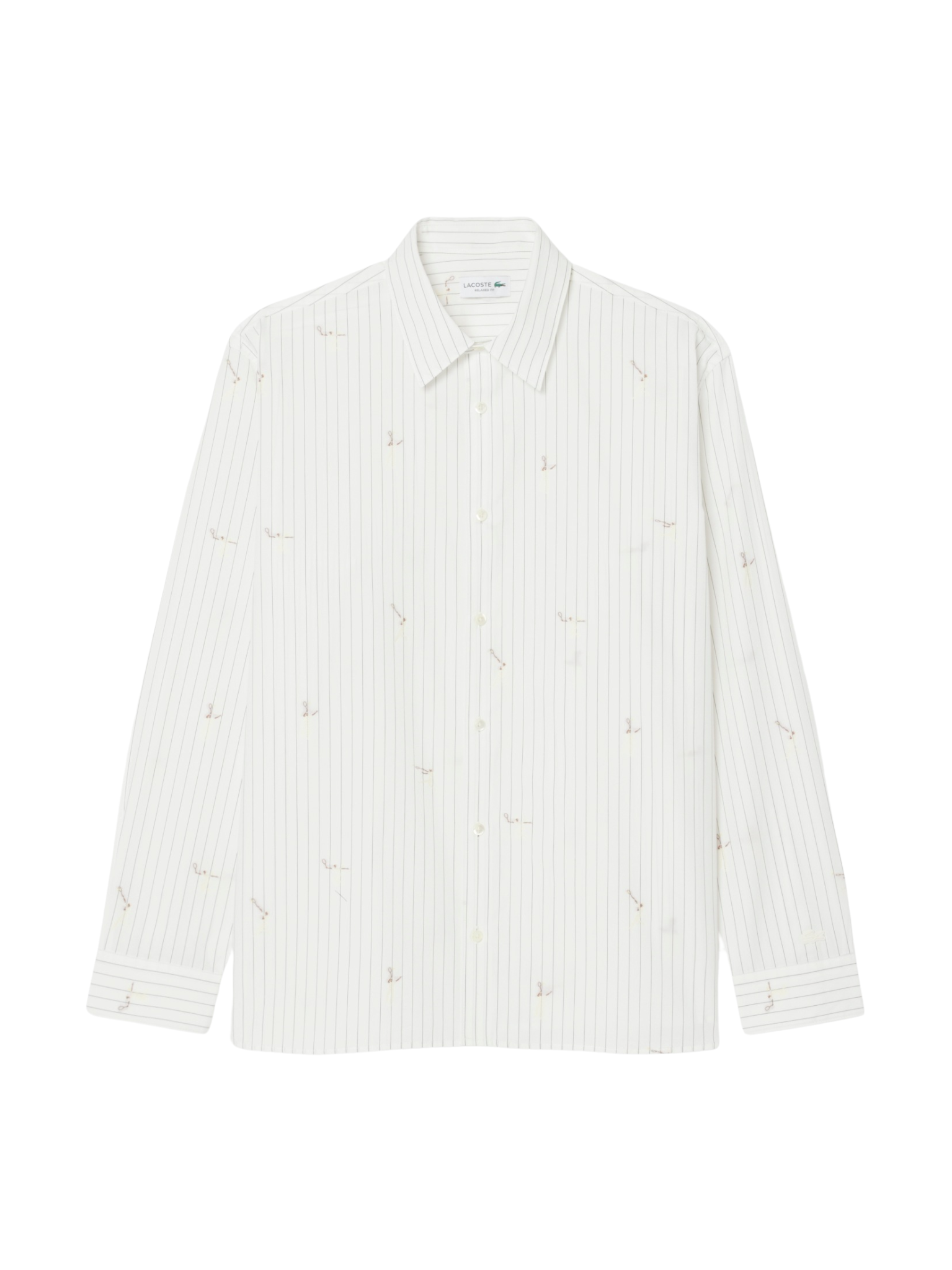 LACOSTE Relaxed Fit Embroidered Cotton Shirt White