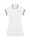 LACOSTE WOMEN French Made Polo Dress White/Navy