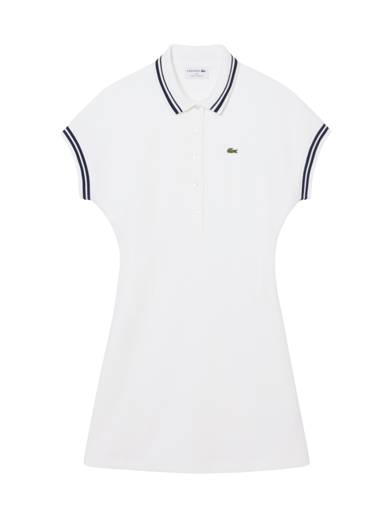 LACOSTE WOMEN French Made Polo Dress White/Navy