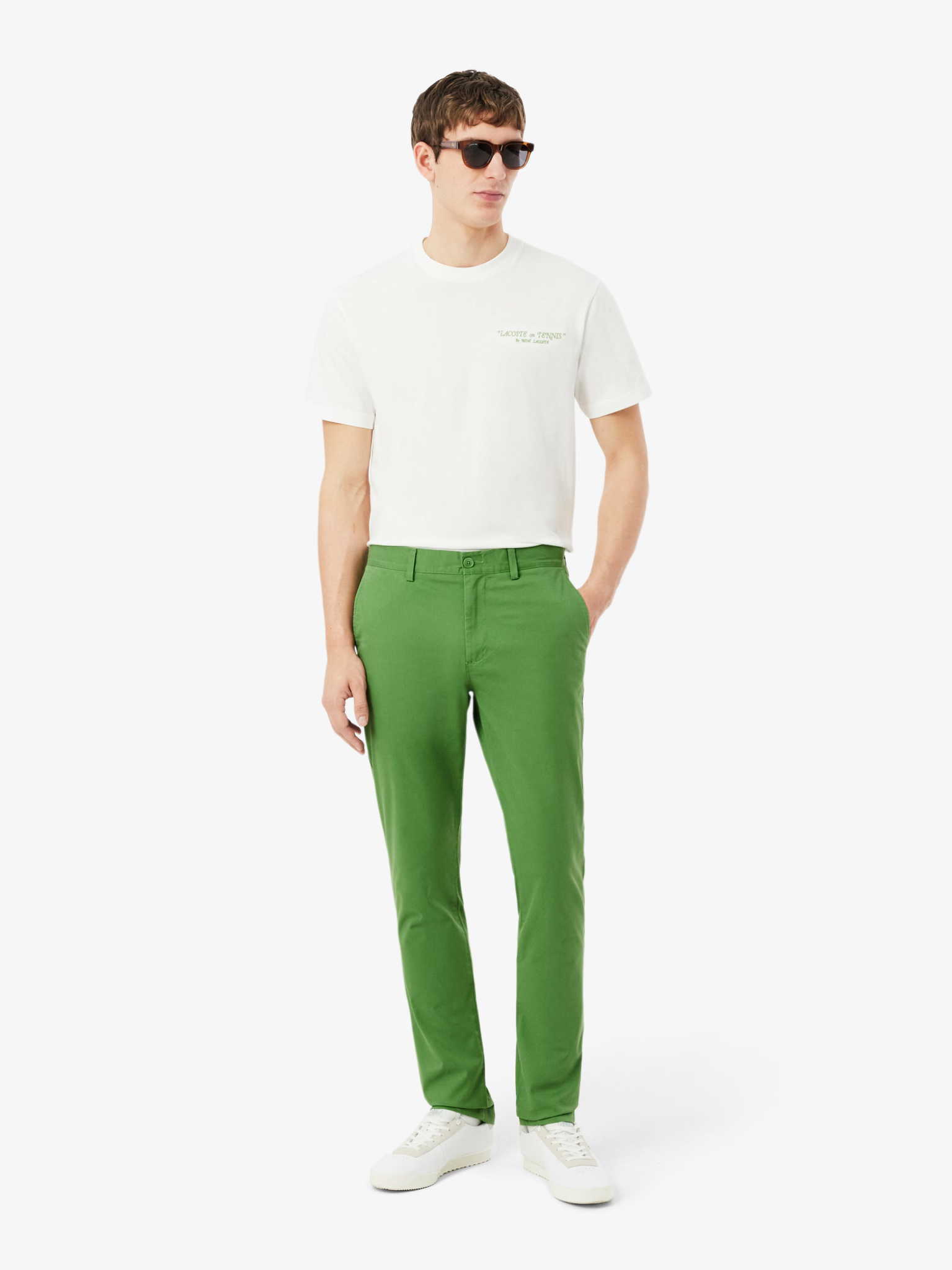 LACOSTE Slim Fit Stretch Twill Chino Pants Lime Green