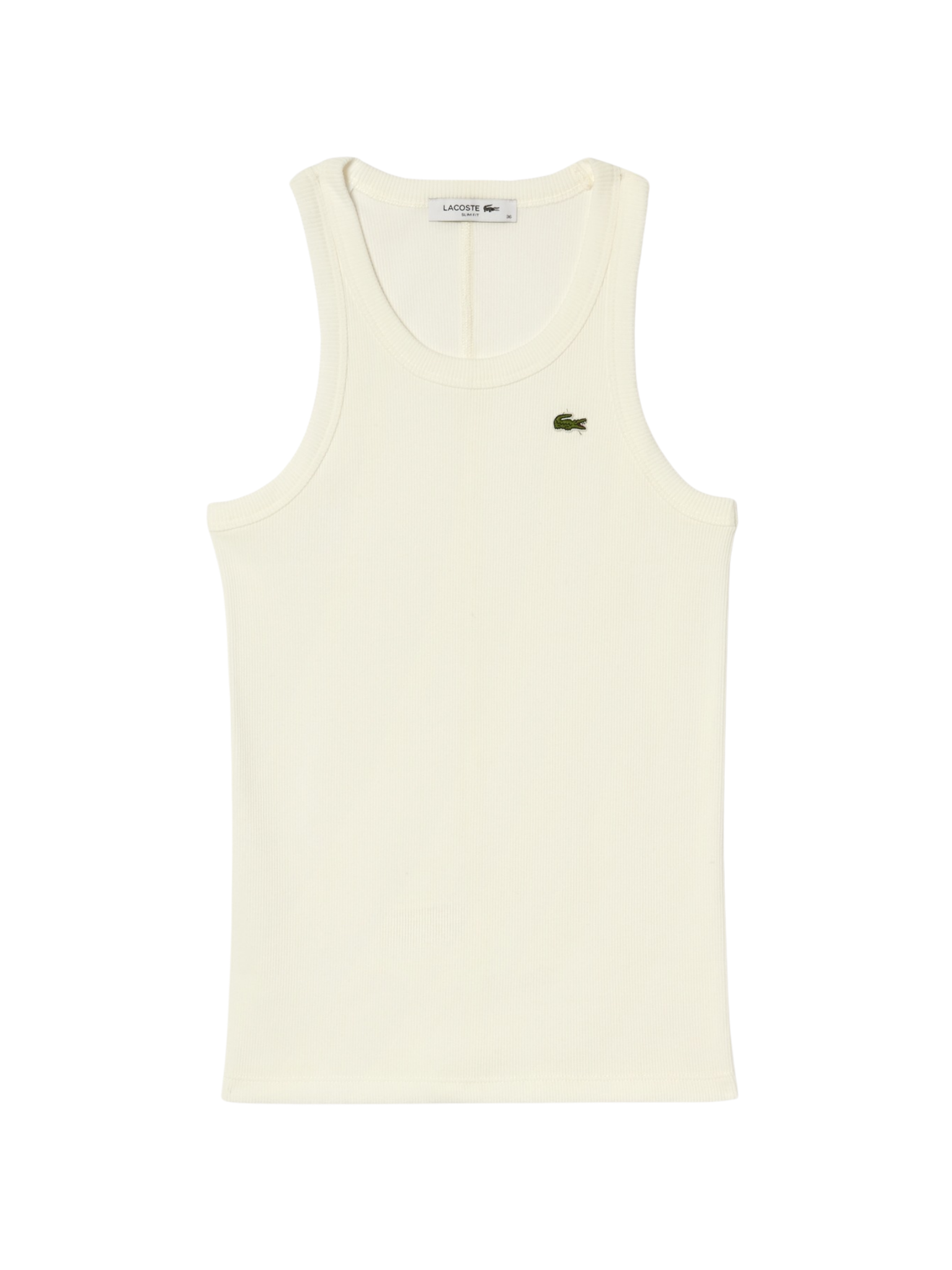 LACOSTE WOMEN Slim Fit Ribbed Cotton Tank Top White