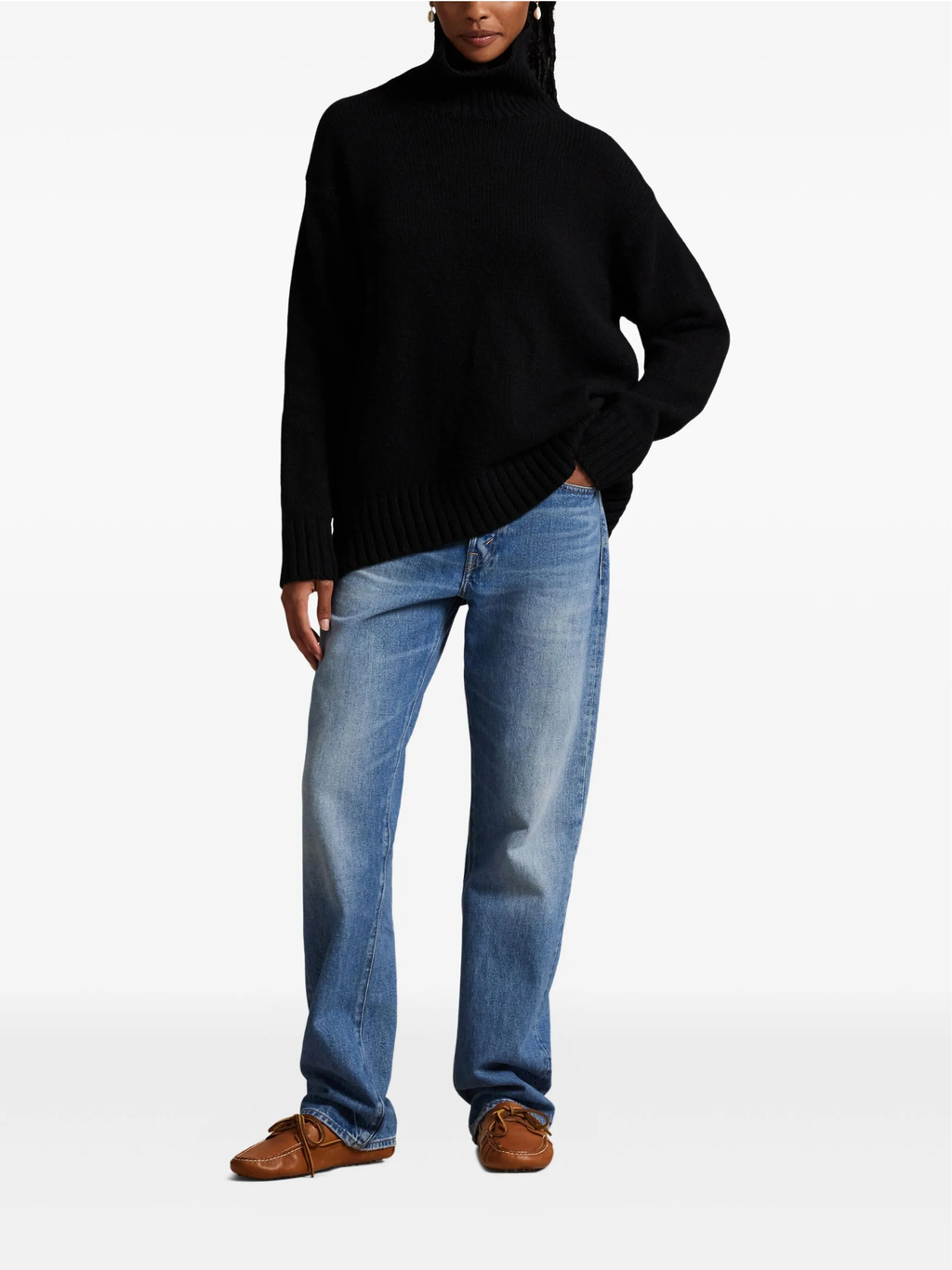 RALPH LAUREN WOMEN Wool-cashmere Turtleneck Sweater Polo Black