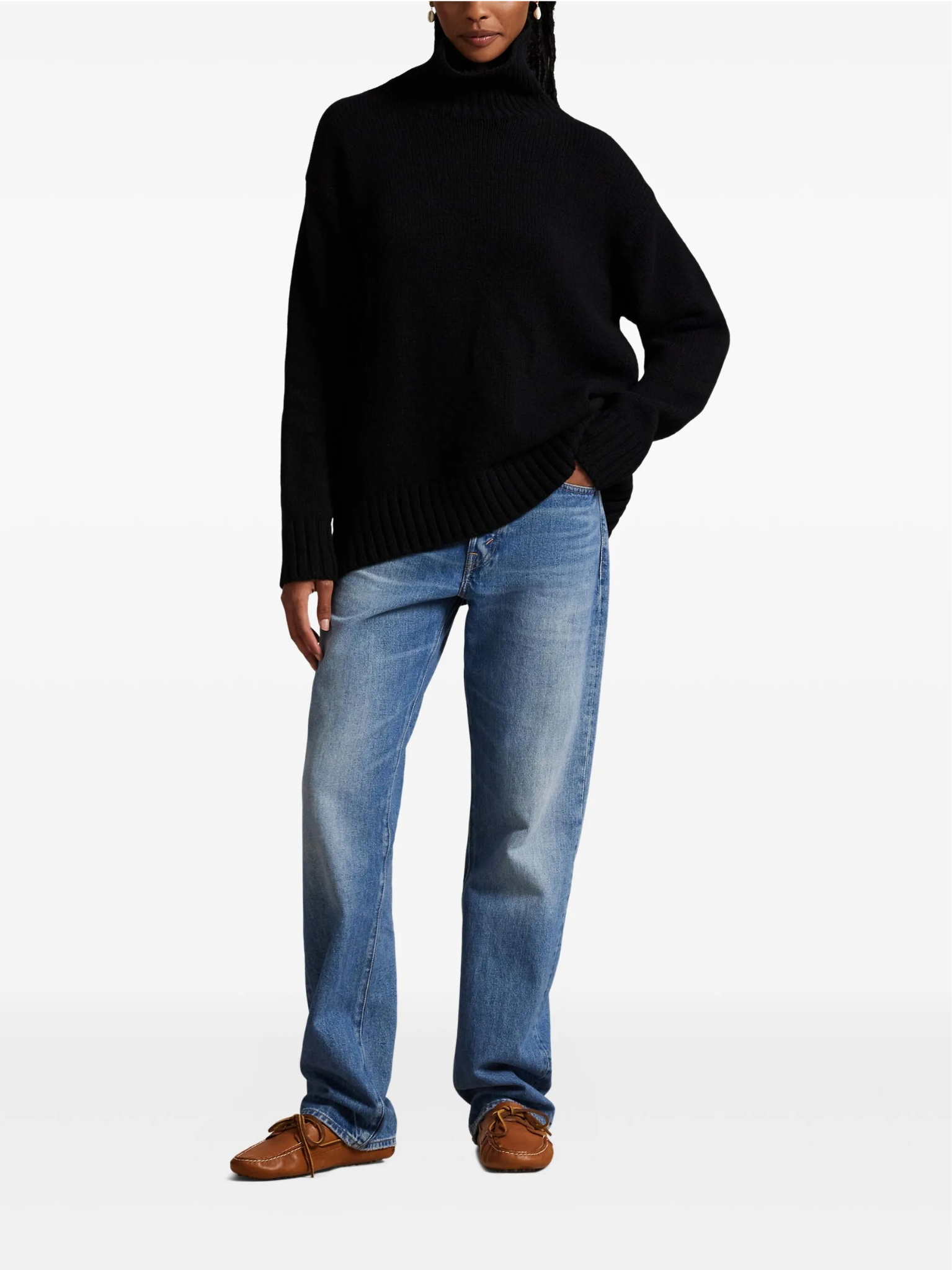 RALPH LAUREN WOMEN Wool-cashmere Turtleneck Sweater Polo Black