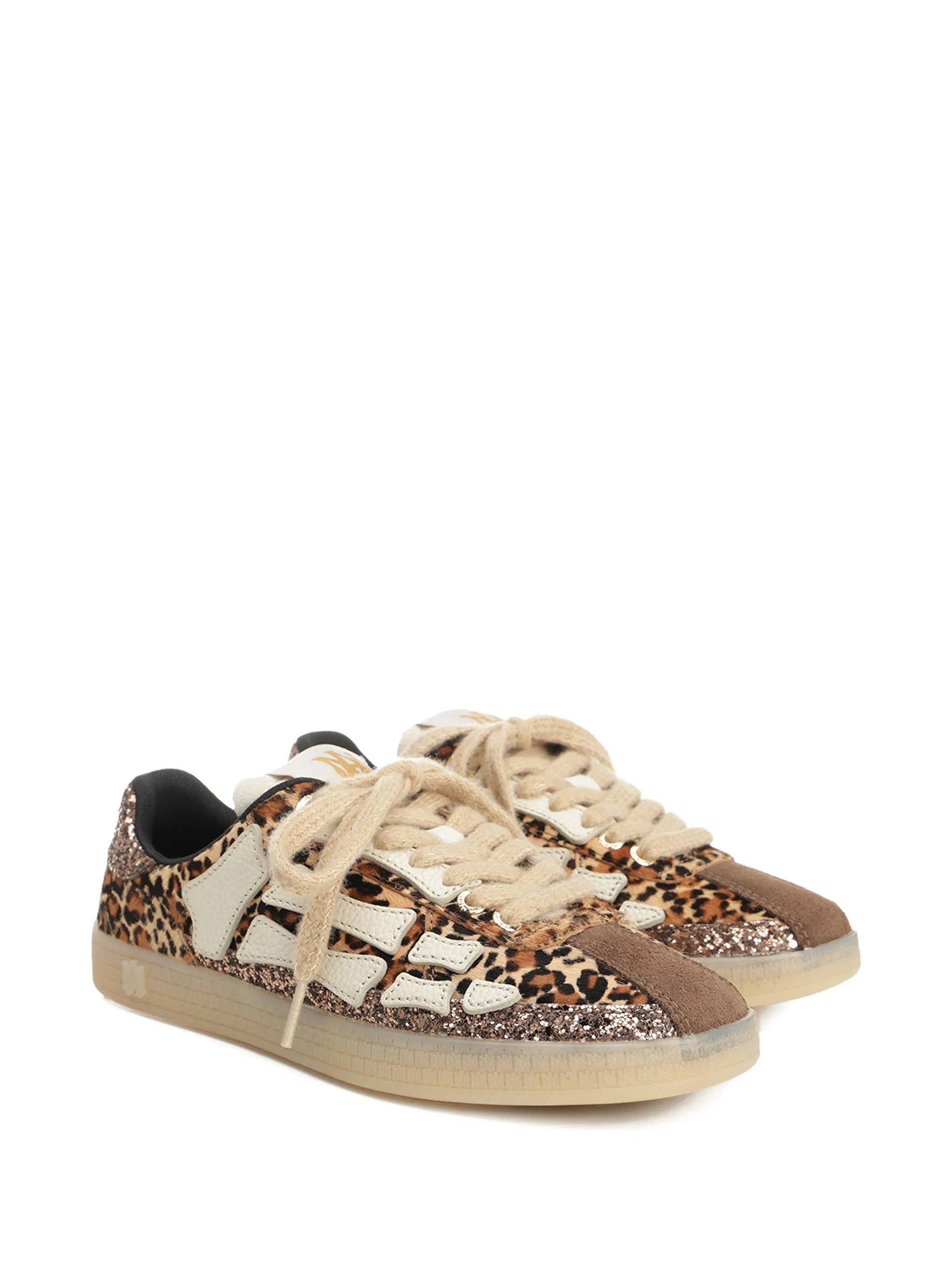 AMIRI WOMEN Leopard Pacific Bones Low-Top Sneakers Brown