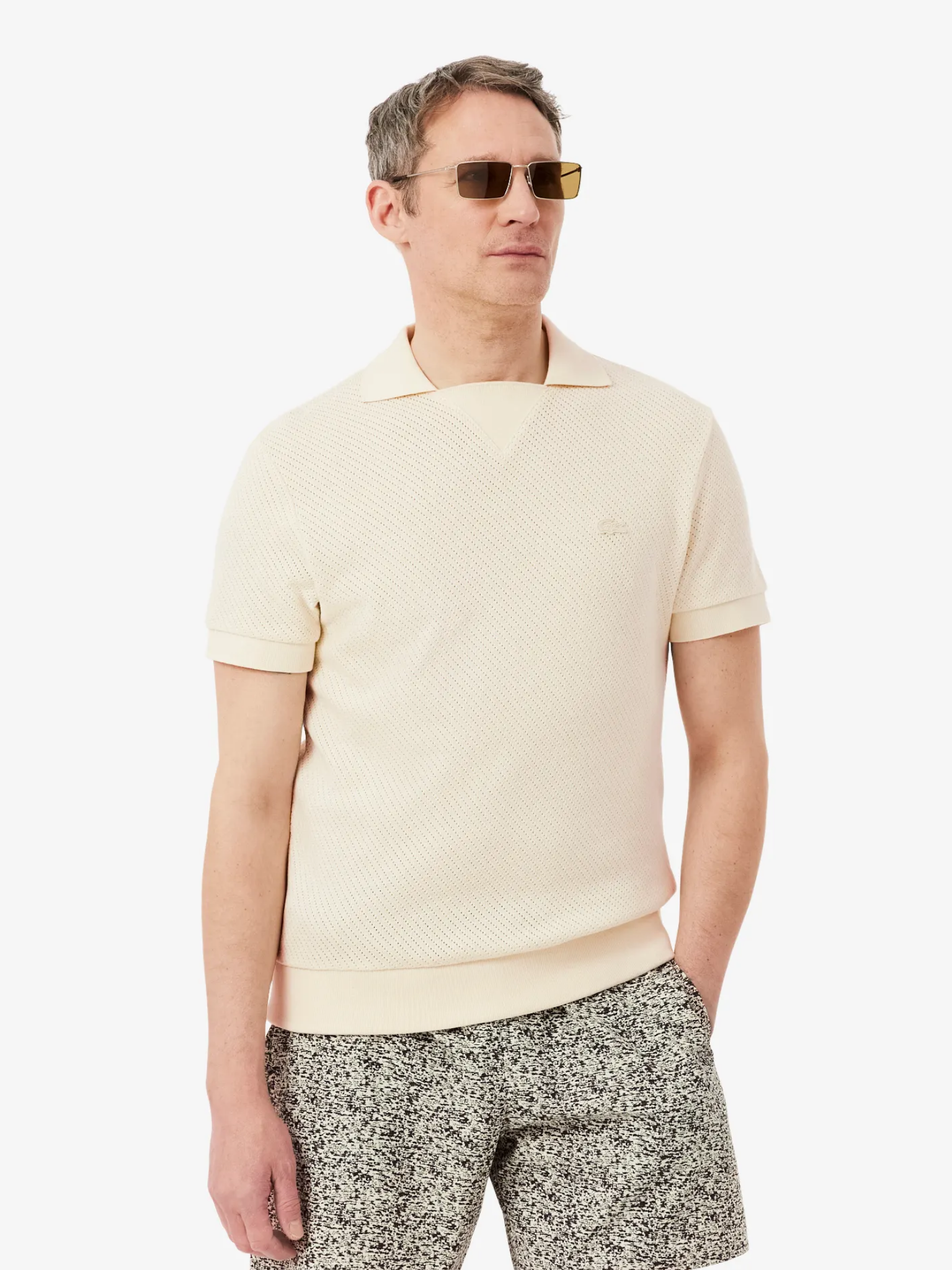 LACOSTE Regular Fit Lacy Cotton Polo Shirt Beige