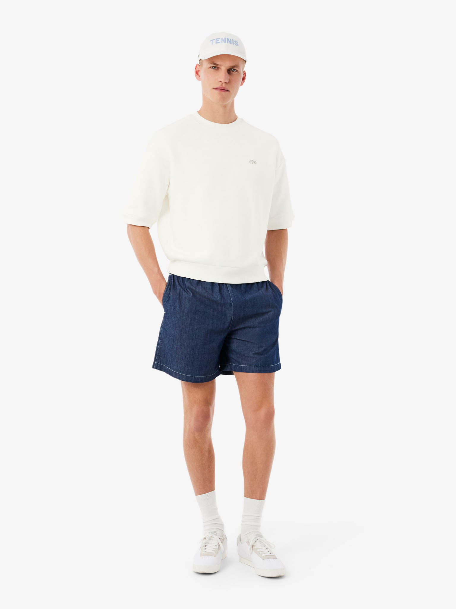 LACOSTE Relaxed Fit Short Sleeved Sweatshirt White