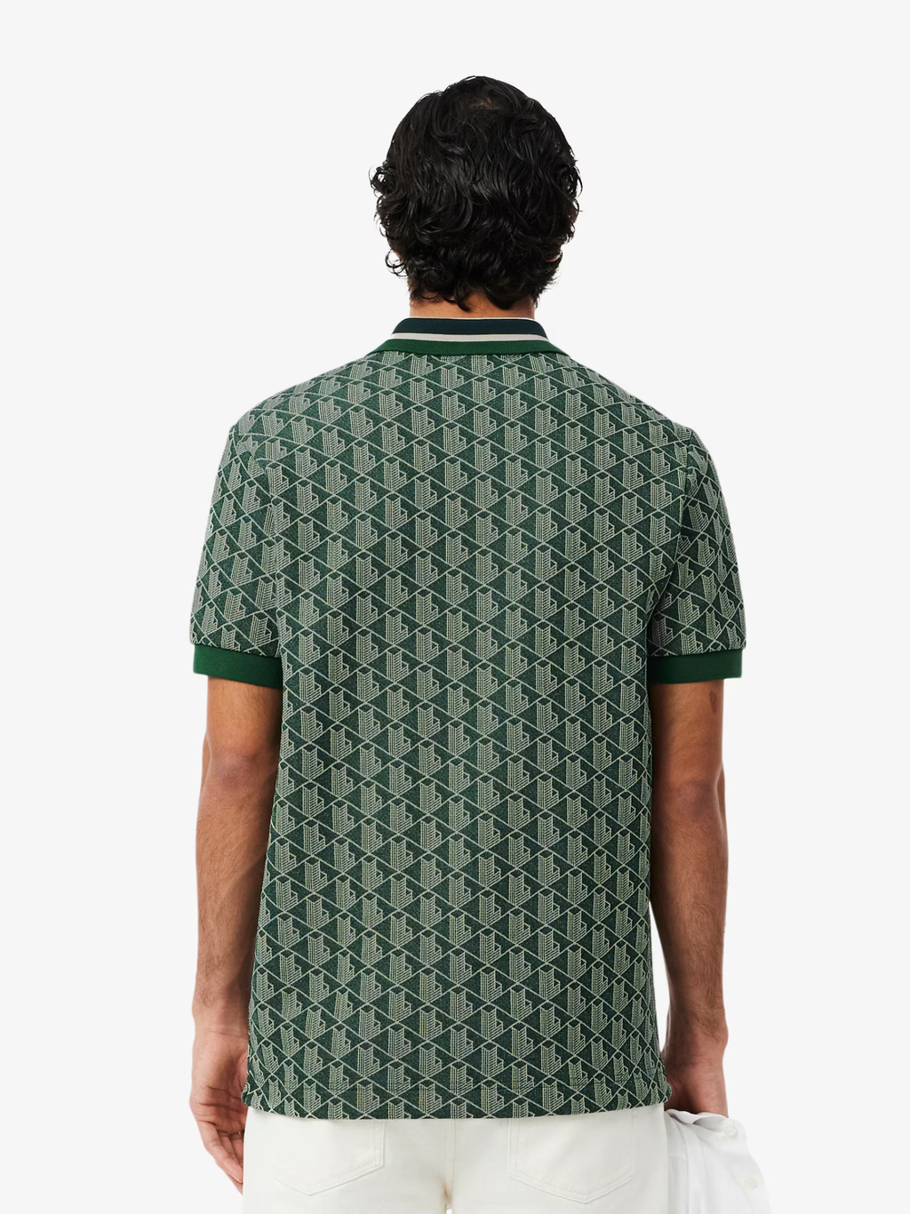 LACOSTE Classic Fit Monogram Jacquard Polo Shirt Green