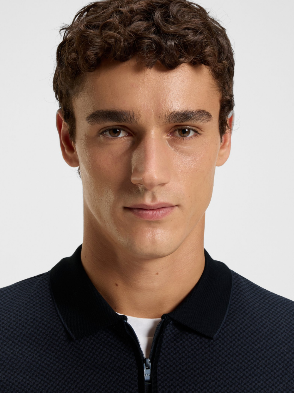 BOSS H-Peduzzi Mercerised-Cotton Polo Shirt With Two-Tone Structure Black