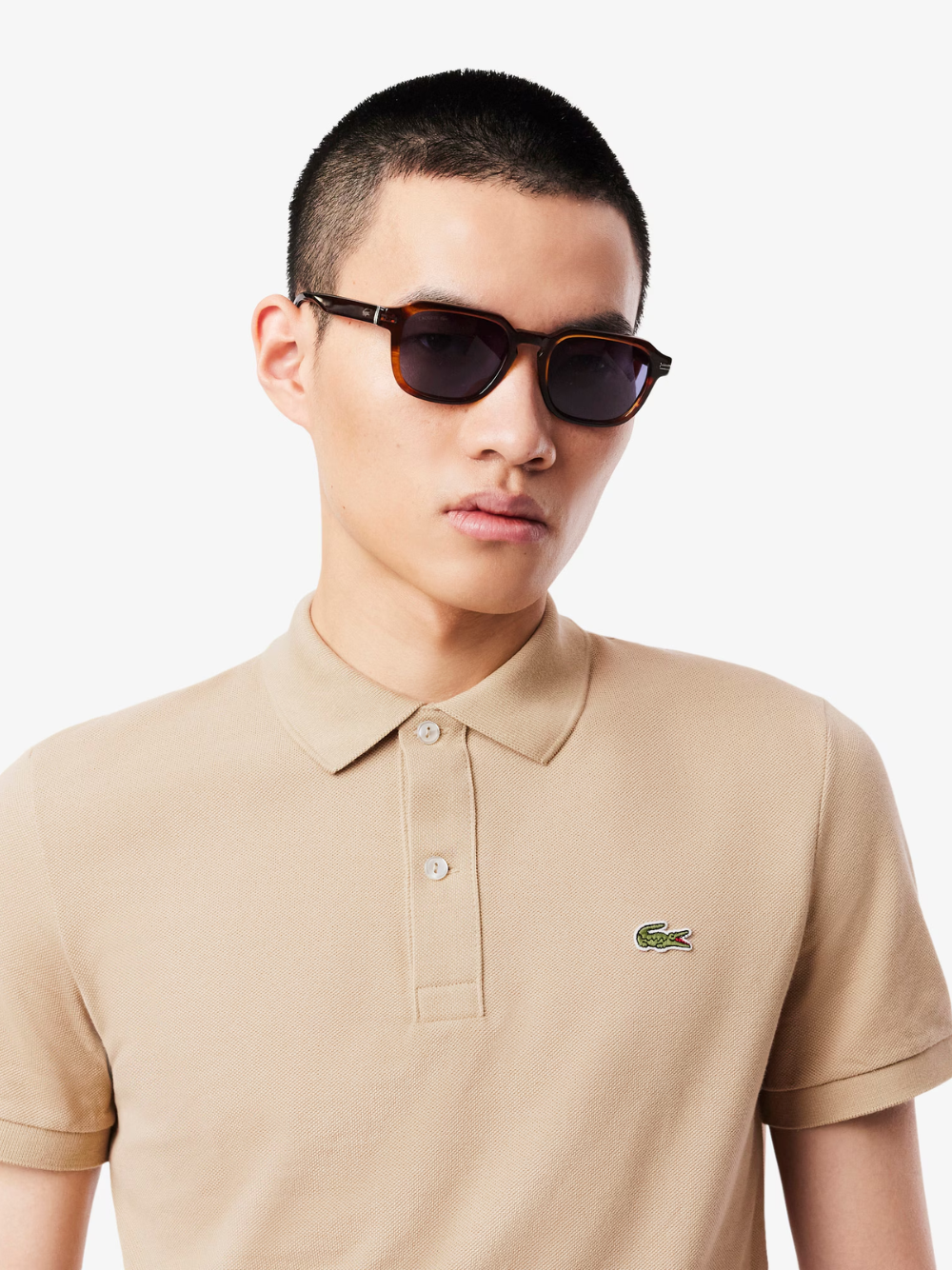 LACOSTE Slim Fit L.12.12 Piqué Polo Shirt Beige