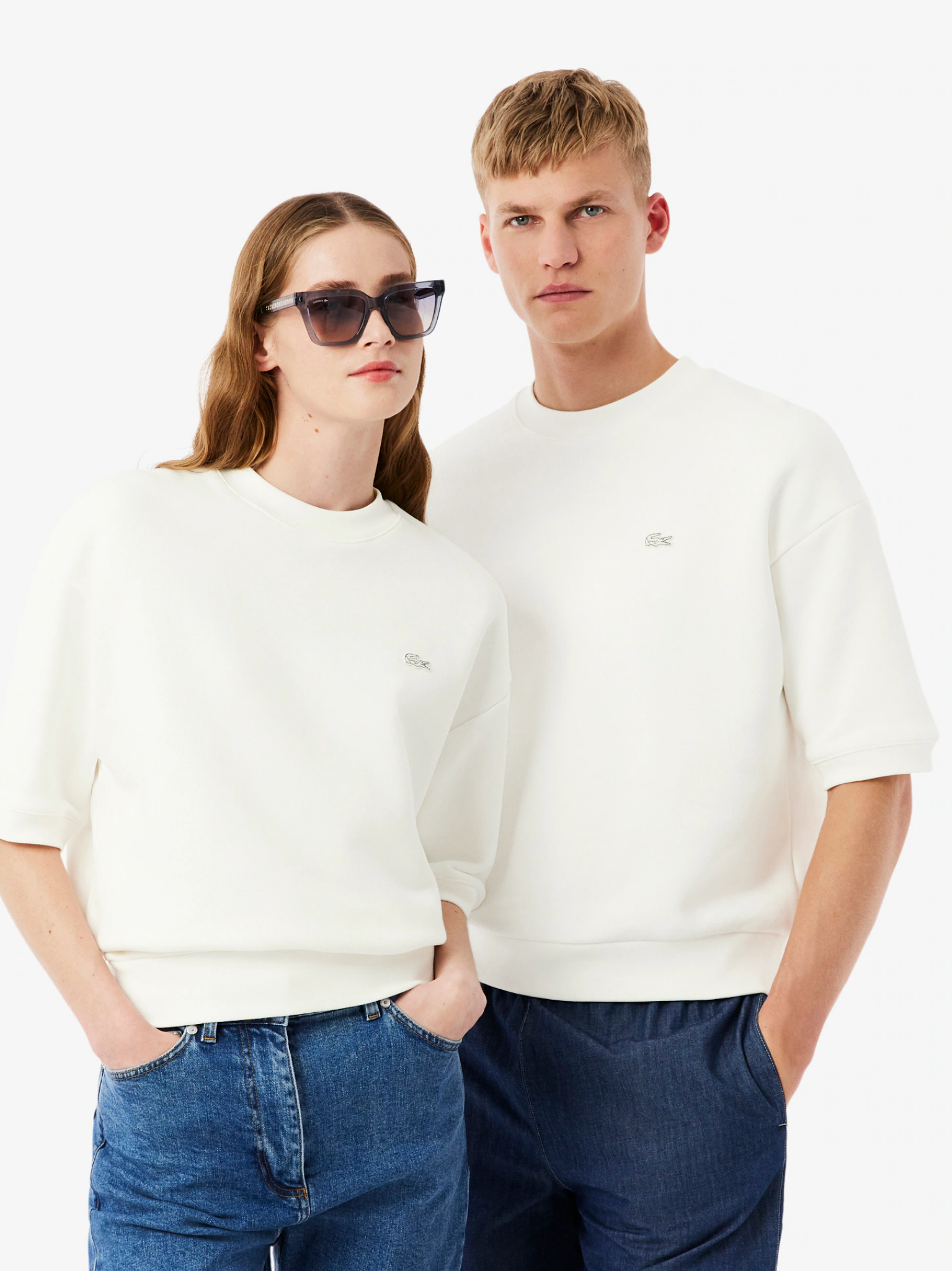 LACOSTE Relaxed Fit Short Sleeved Sweatshirt White