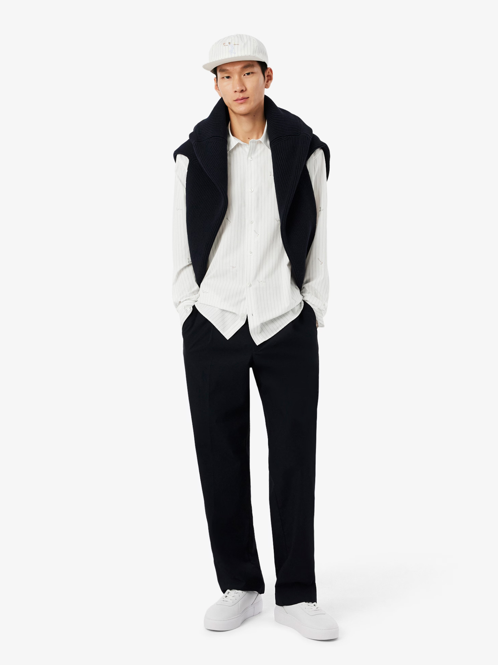 LACOSTE Relaxed Fit Embroidered Cotton Shirt White