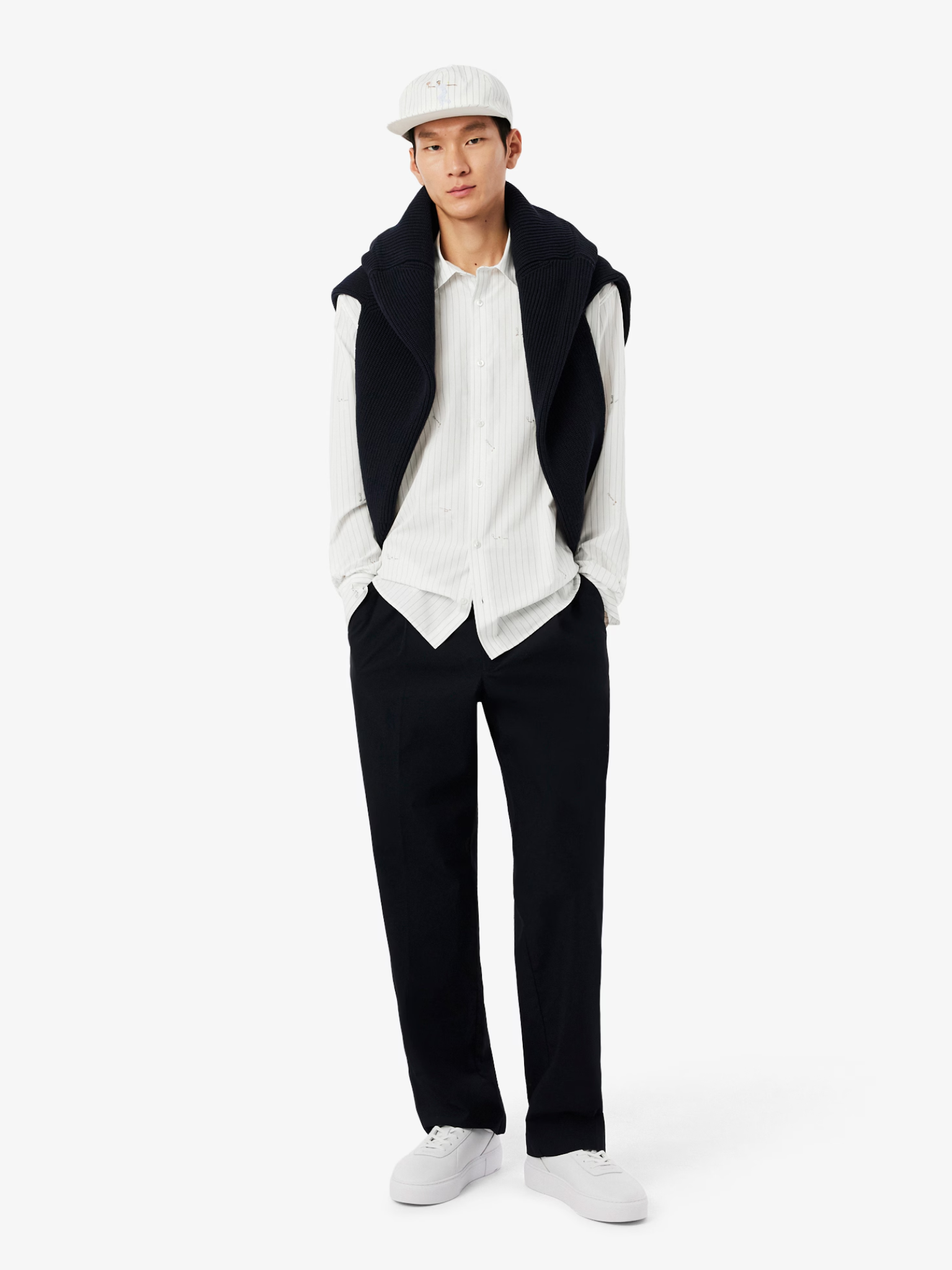 LACOSTE Relaxed Fit Embroidered Cotton Shirt White