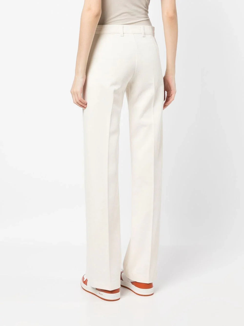 PALM ANGELS WOMEN Bull Straight Leg Denim Pants White/Fluo