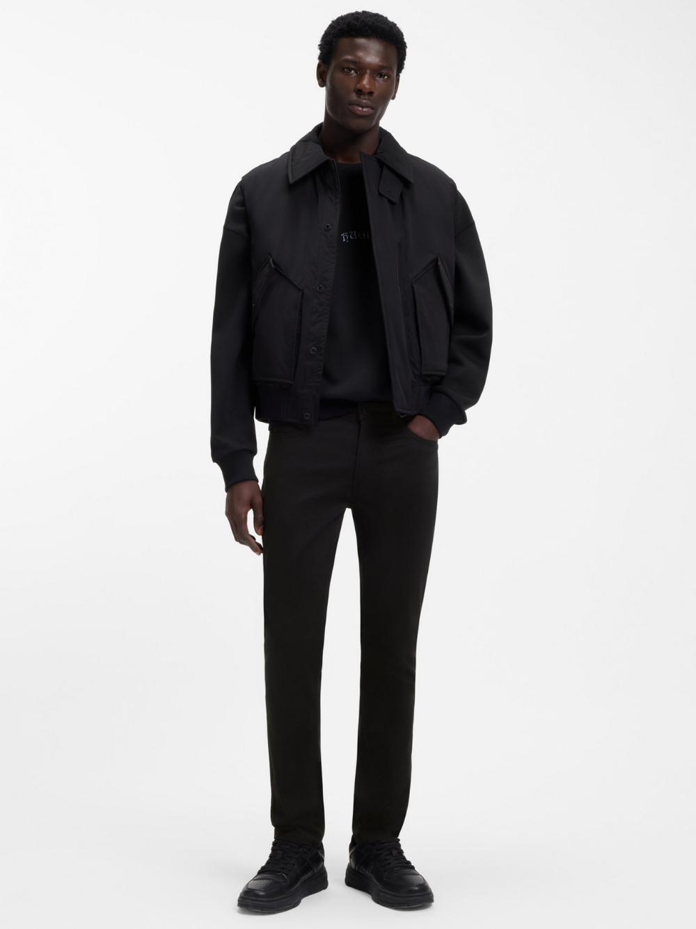 HUGO 734 Extra-Slim-Fit Jeans In Satin-Touch Denim Black