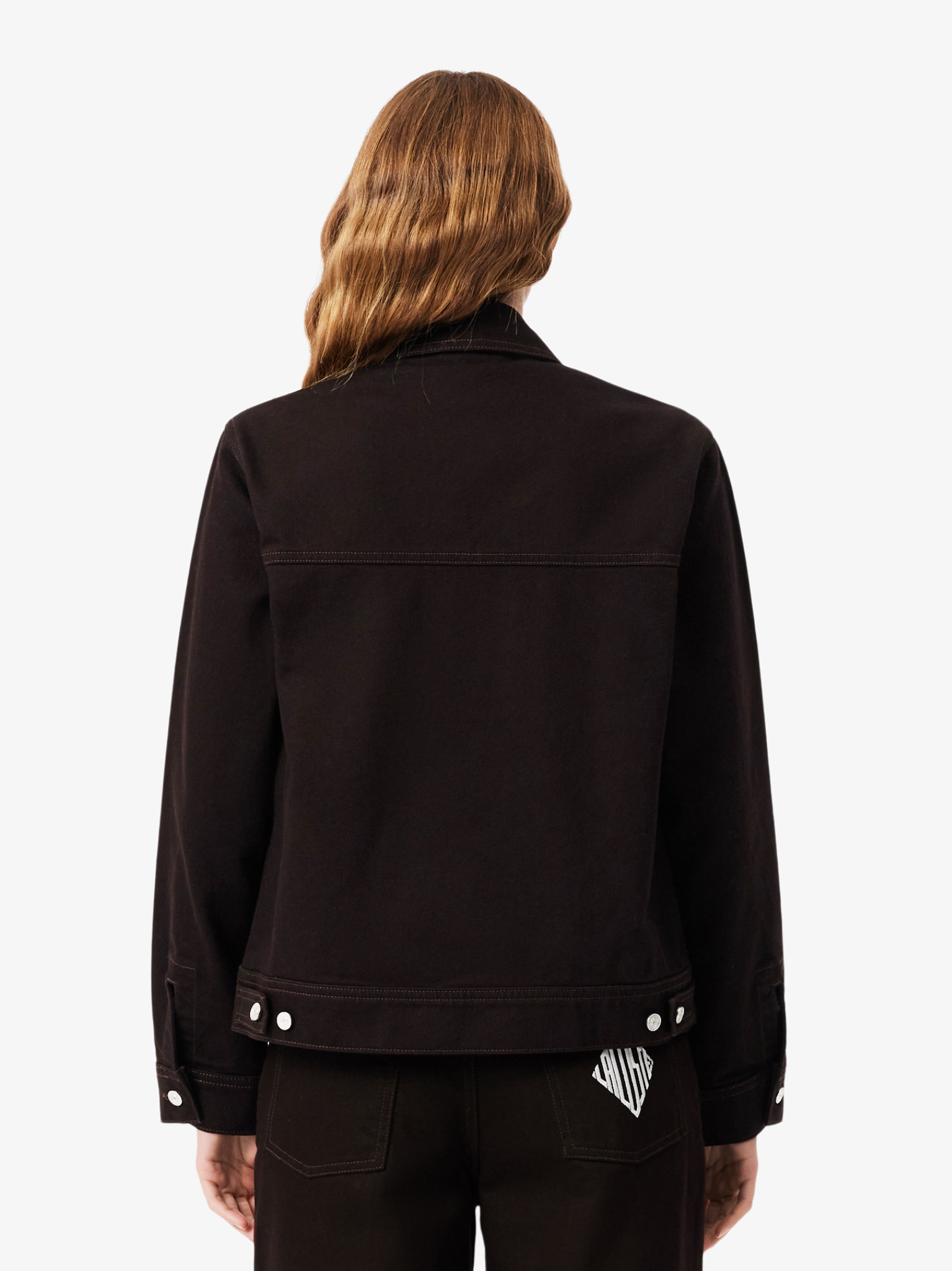 LACOSTE WOMEN Slim Fit Buttoned Denim Jacket Brown
