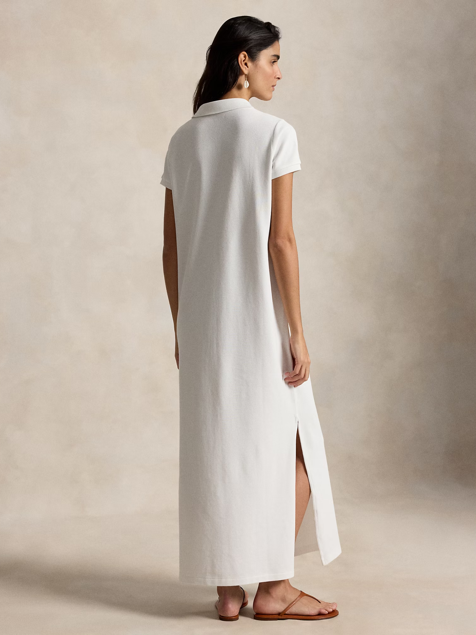 RALPH LAUREN WOMEN Cotton Mesh Polo Dress White