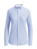 RALPH LAUREN WOMEN Striped Knit Oxford Shirt Blue/White