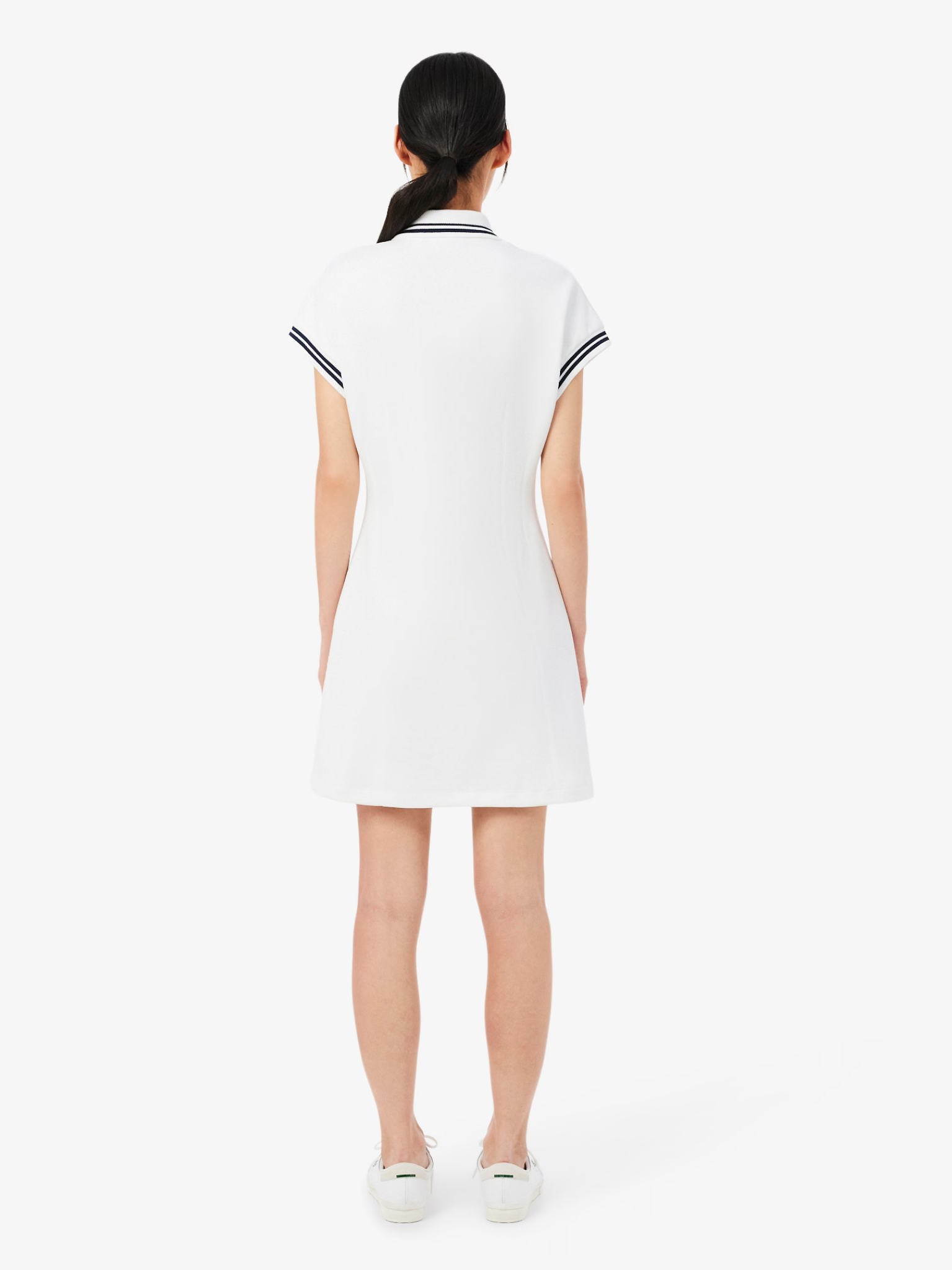 LACOSTE WOMEN French Made Polo Dress White/Navy